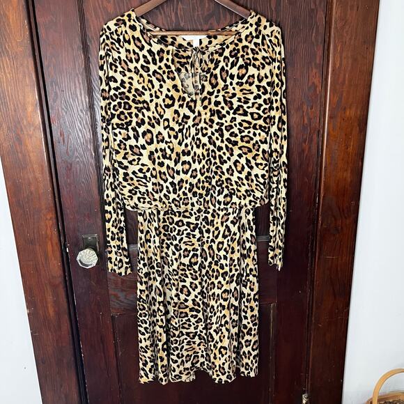 H&M Mama Nursing Dress Leopard Print Long Sleeve Knee Length Stretchy Size S - Picture 2 of 7